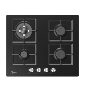 Encimera a Gas 4 Quemadores Negra 60cm